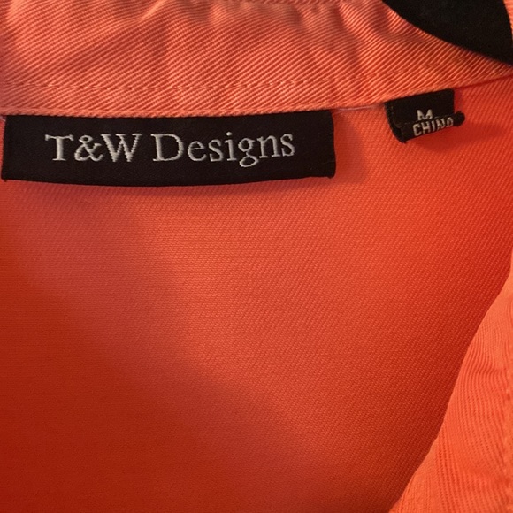 EUC. Orange tie front tunic blouse. Size M - Picture 2 of 5